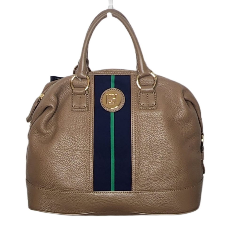 Tommy Hilfiger, Bowler Bag. Tan Pebbled Leather. VINTAGE!